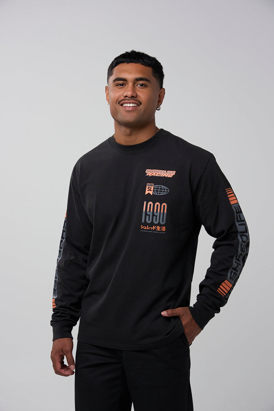 RACER LONG SLEEVE - FADED BLACK