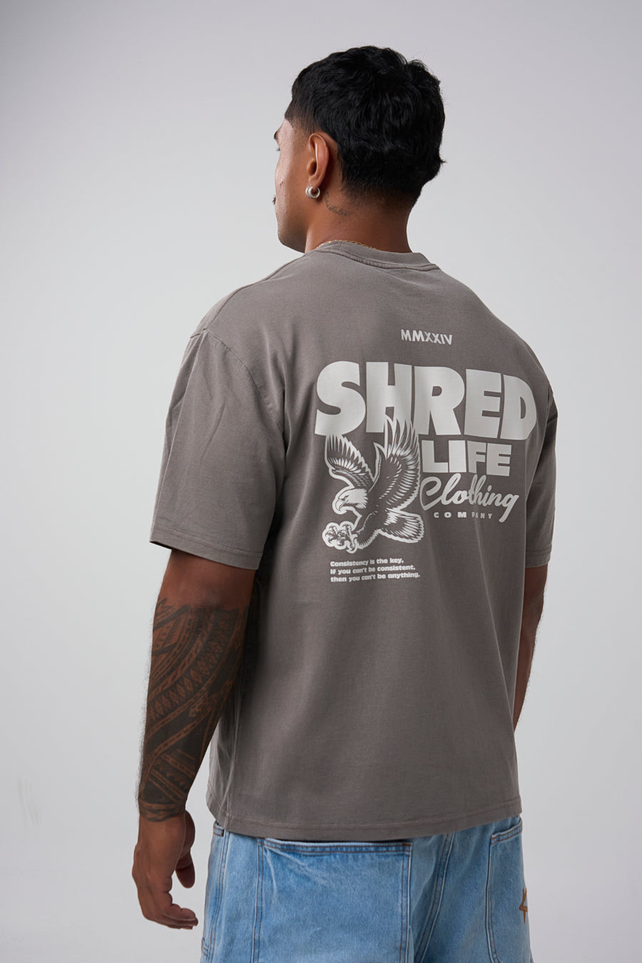 KEY TO CONSISTENCY TEE - FADED GREY