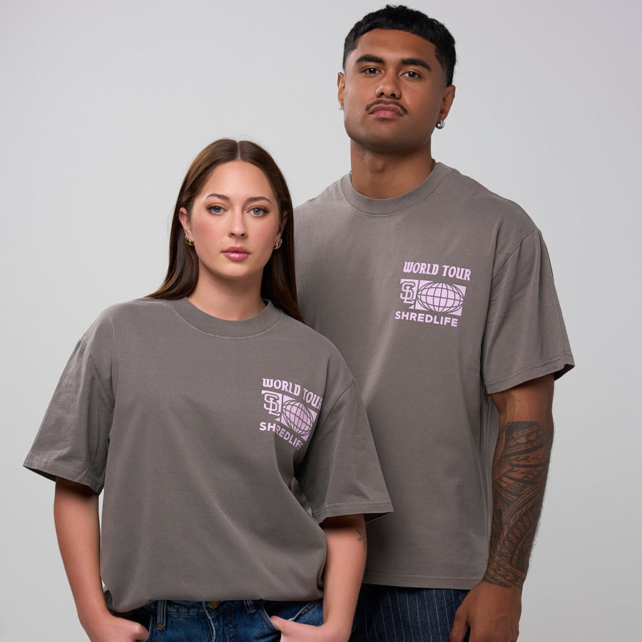 WORLD TOUR TEE - FADED GREY