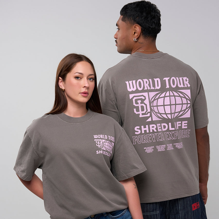 WORLD TOUR TEE - FADED GREY