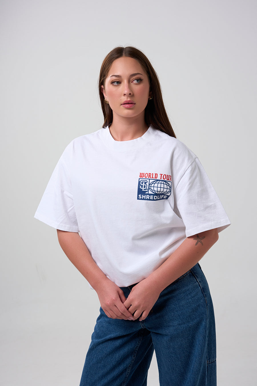 WORLD TOUR TEE - FADED WHITE