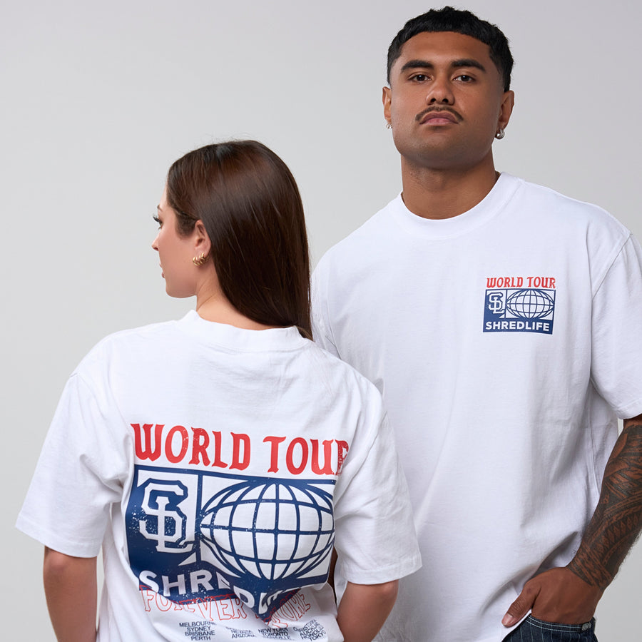 WORLD TOUR TEE - FADED WHITE