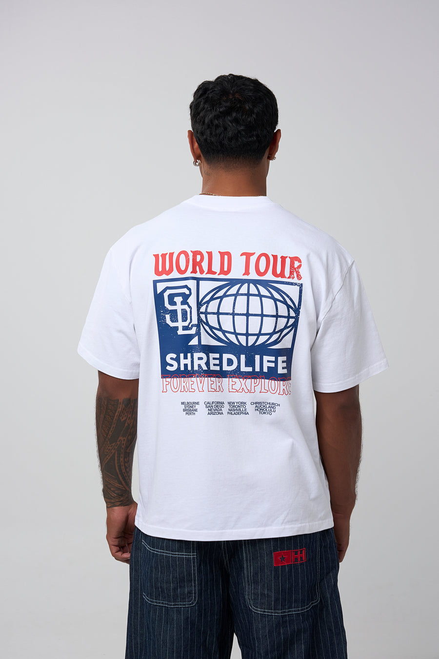 WORLD TOUR TEE - FADED WHITE