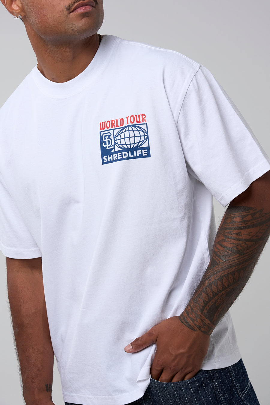 WORLD TOUR TEE - FADED WHITE