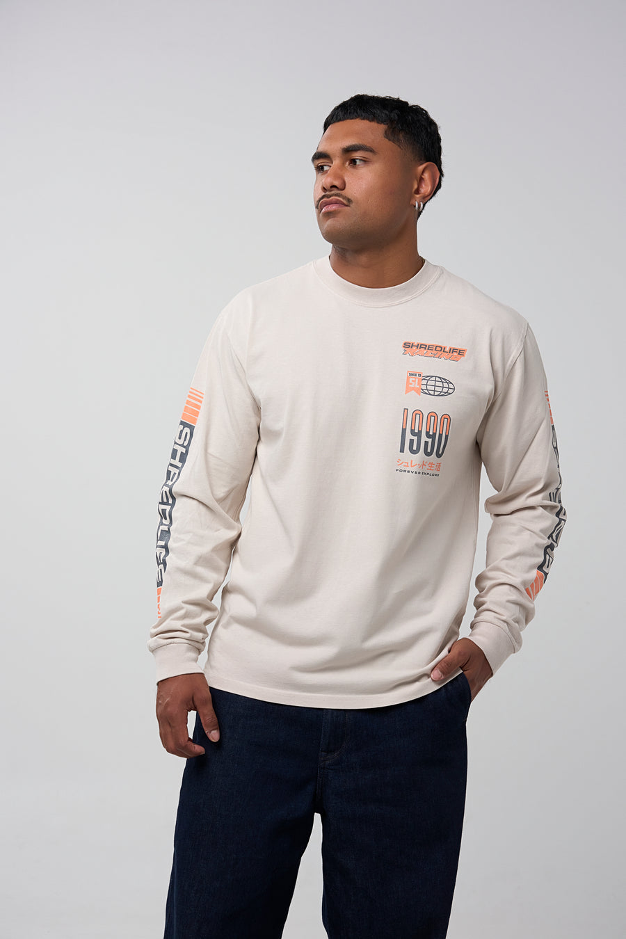 RACER LONG SLEEVE - FADED BONE