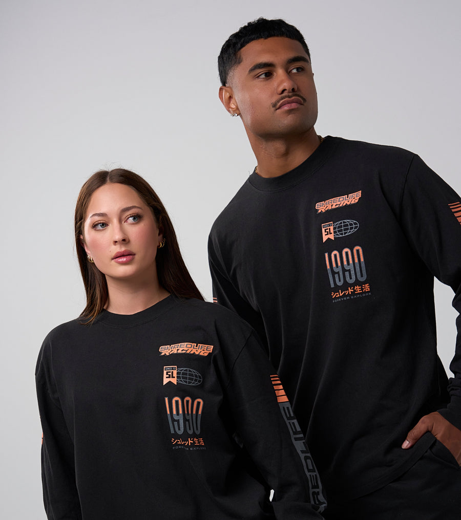 RACER LONG SLEEVE - FADED BLACK