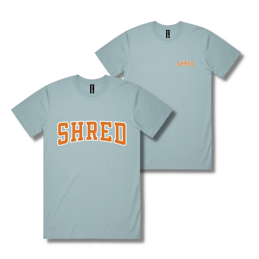 PALE BLUE COLLEGE SHRED TEE