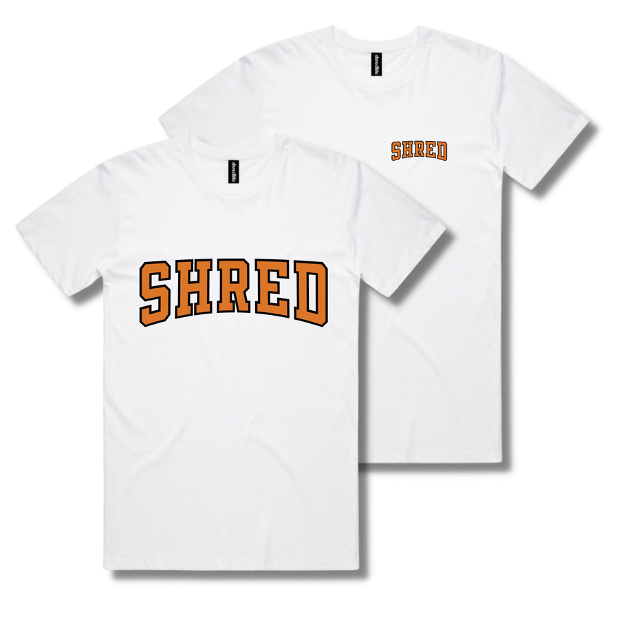 WHITE COLLEGE SHRED TEE
